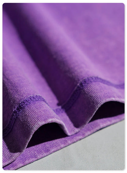 ZODF New Summer Men Washed Batik Cotton T Shirts Unisex American Retro High Street 270gsm Short Sleeve Tees Streetwear HY0489