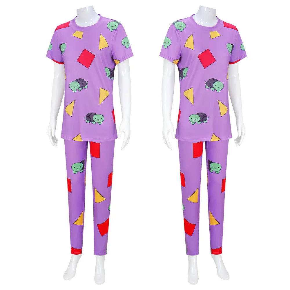 None Mira Light Purple Bear Pajamas Unisex Polyester Set