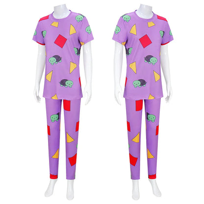 None Mira Light Purple Bear Pajamas Unisex Polyester Set