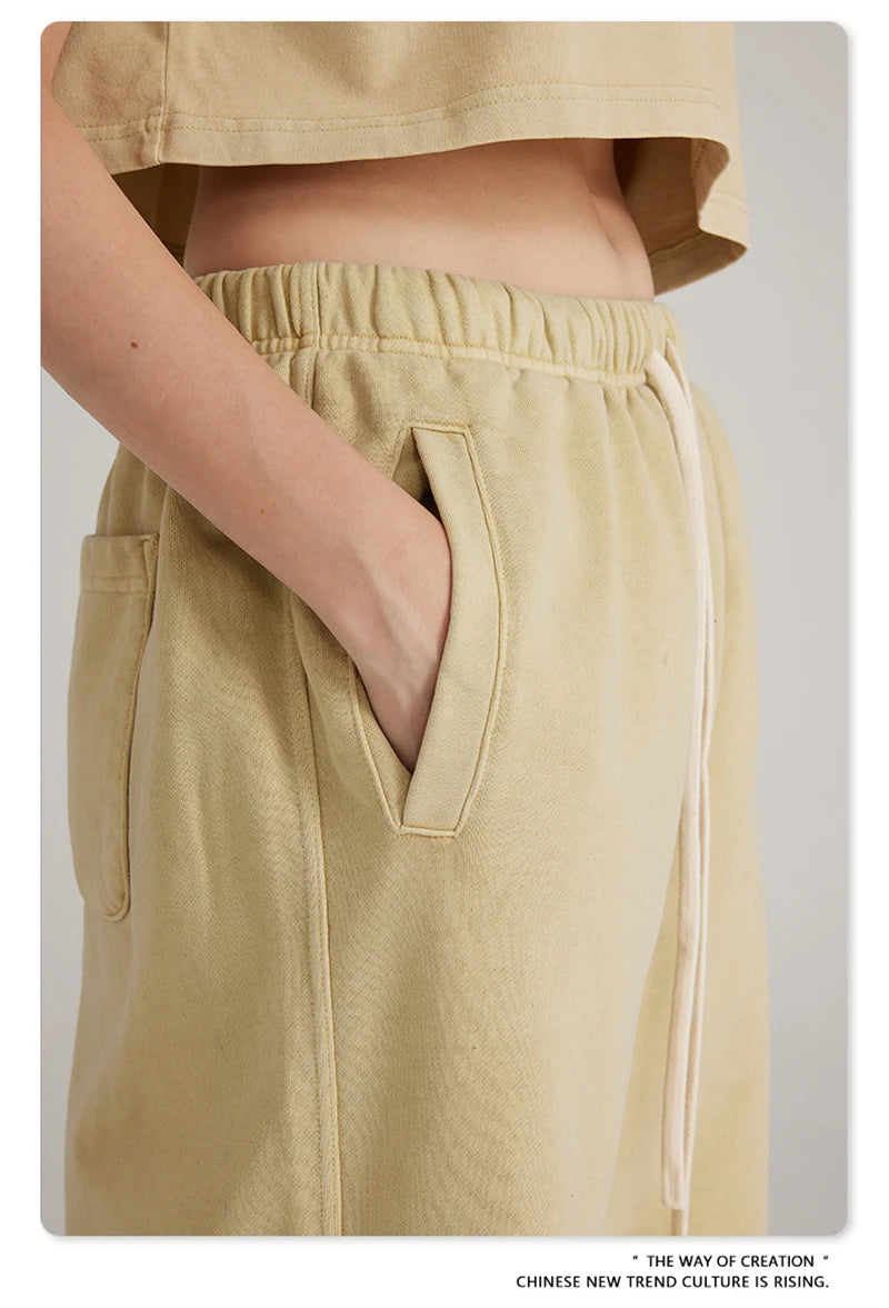 ZODF 2023 Spring Men 380gsm Washed Cotton Pants American Retro Unisex Loose Edge Oversized Straight Trousers Streetwears HY0537