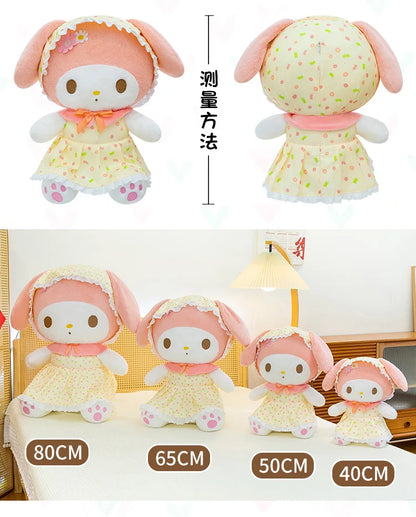 Cute Pastoral Girl Plush Toy Pink My Melody Doll Sleeping Hugging Gift for Kids Birthday Christmas Present for Girls Comforting