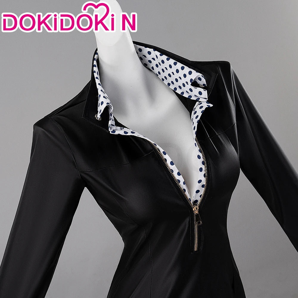 Nicoo Robinn Cosplay Costume Anime Cosplay DokiDoki-N Miss Allsundayy Women Sexy Blue Dots Black Dress Nicoo Robinn Cosplay