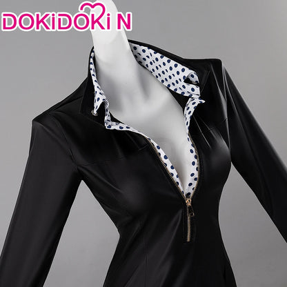 Nicoo Robinn Cosplay Costume Anime Cosplay DokiDoki-N Miss Allsundayy Women Sexy Blue Dots Black Dress Nicoo Robinn Cosplay