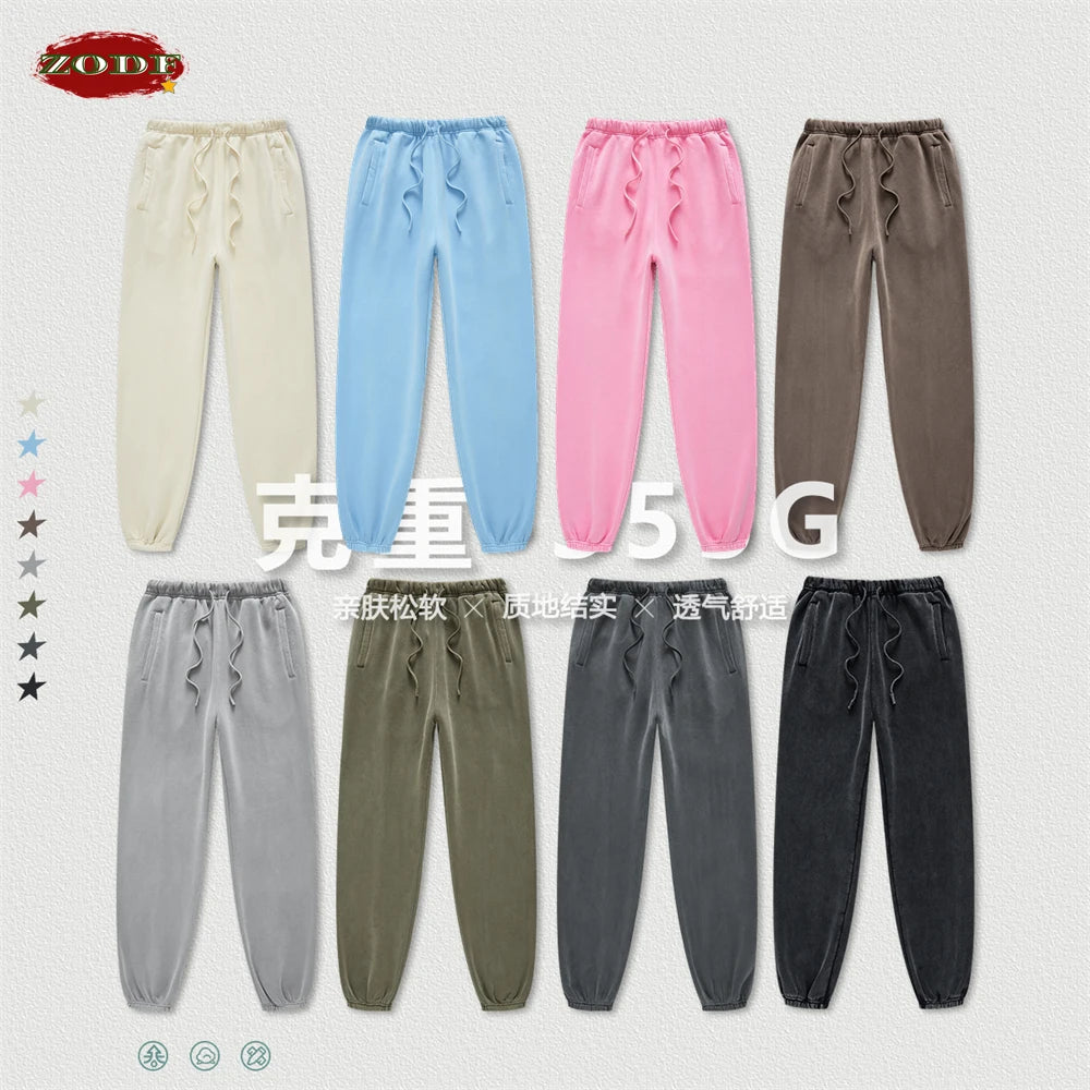 ZODF 2025 Autumn Winter Men’s Washed Fleece Sweatpants 355gsm Loose Retro Joggers Streetwear HY0653