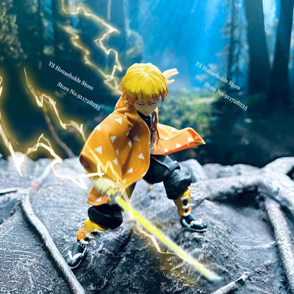 1/12 Figma Agatsuma Zenitsu Mini Orange Windbreaker Shf Kamado Nezuko Black Coat Pink Hemline Coat Toys For 6" Demon Slayer Cos