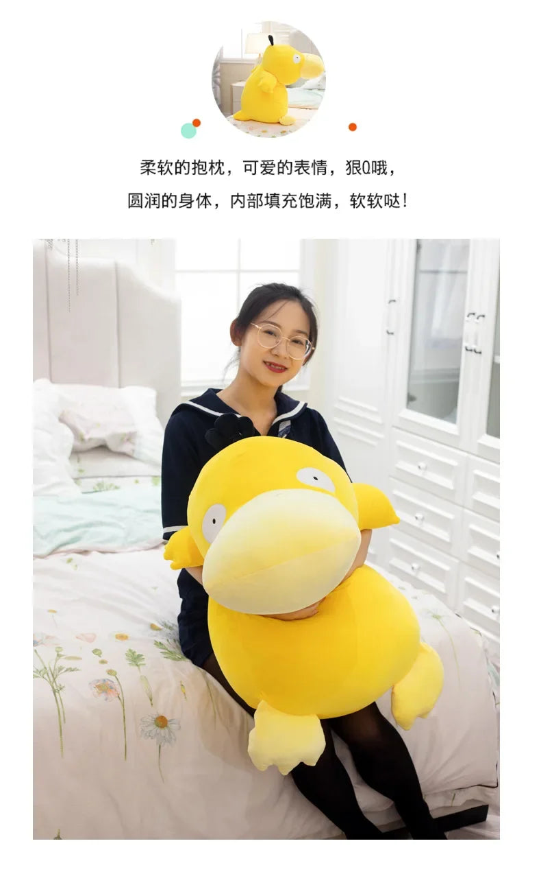Super Big Size 100cm Pokemon Psyduck Plush Toy Soft Yellow Duck Doll Stuffed Animal Plush Toy Gift for Girlfriend Present Pillow