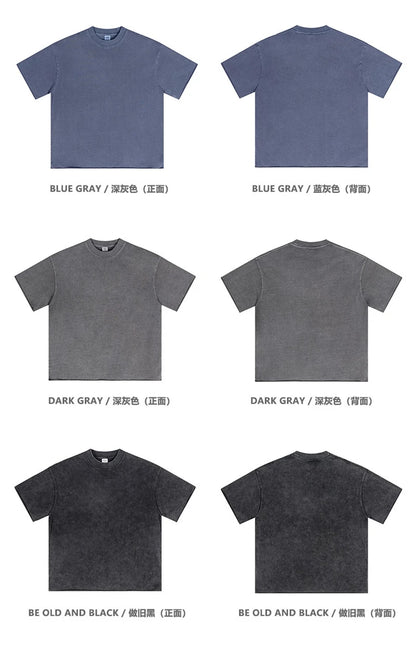 ZODF Retro 2024 Summer Men Washed Cotton T-Shirts  Unisex Women 310gsm Distressed Hem Loose Edge T Shirt Brand Tees HY0808