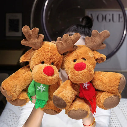 30CM Christmas Reindeer Scarf Plush Stuffed Doll Toy Home Sofa Decoration Gifts For Children New Year Decor Christmas Festive