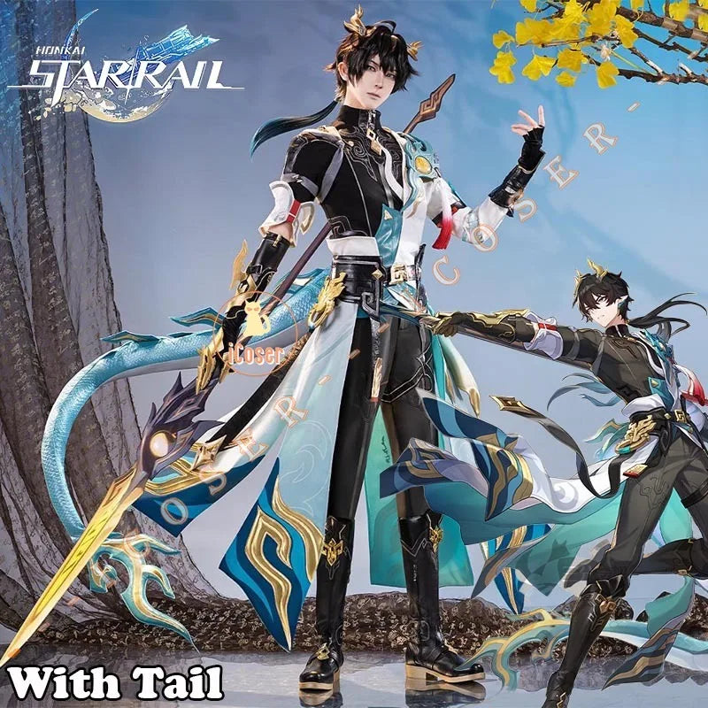 Honkai Star Rail Dan Heng Cosplay Costume Wig Permansor Terrae Uniform New Skin Outfit Headwear Halloween Party for Women Men