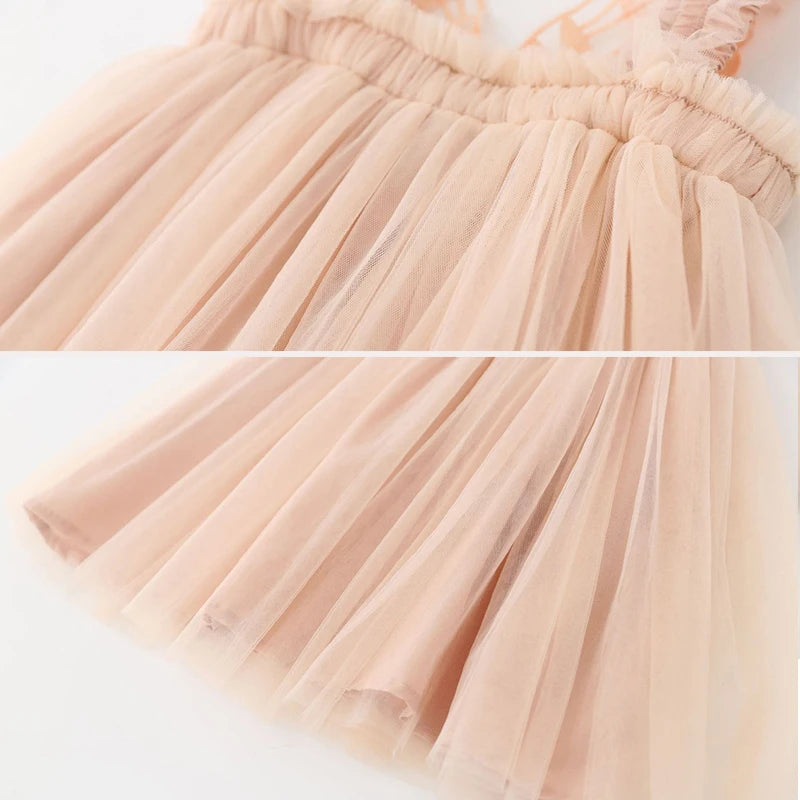 Baby Girl Dress Newborn 3 to 6 9 12 18 Months Wedding Party Kids Tulle Dress Suspender Dress Butterfly Wing Dress Summer Clothes