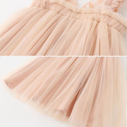 Baby Girl Dress Newborn 3 to 6 9 12 18 Months Wedding Party Kids Tulle Dress Suspender Dress Butterfly Wing Dress Summer Clothes