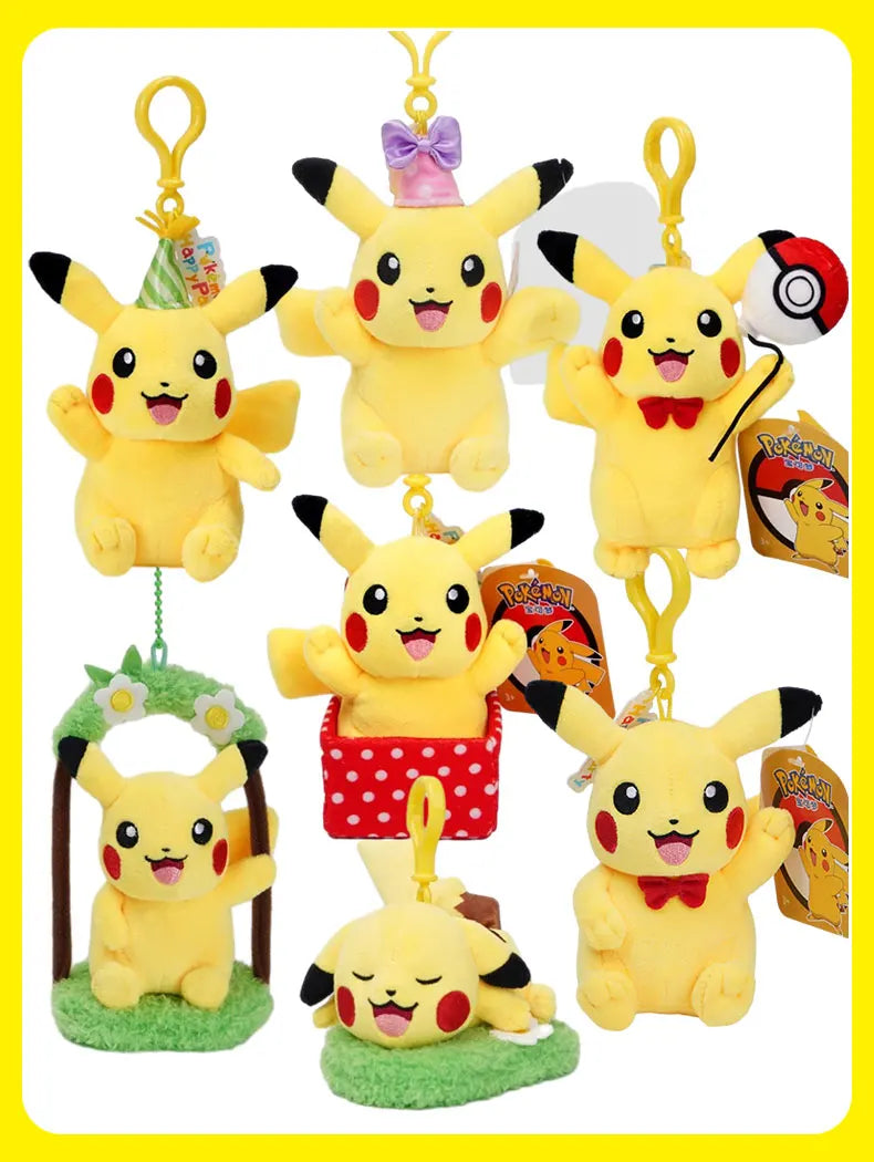 Pokemon Pikachu Mew Squirtle Charmander Kawaii Plush Toy Pendant School Bag Backpack Pendant Key Ring Small Doll Birthday Gift