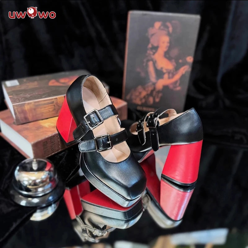 UWOWO  Game Zenless Zone Zero Cosplay /ZZZ Cosplay Ellen Joe Maid Cosplay Shoes Black Red High Heel Shoes Size 35-45