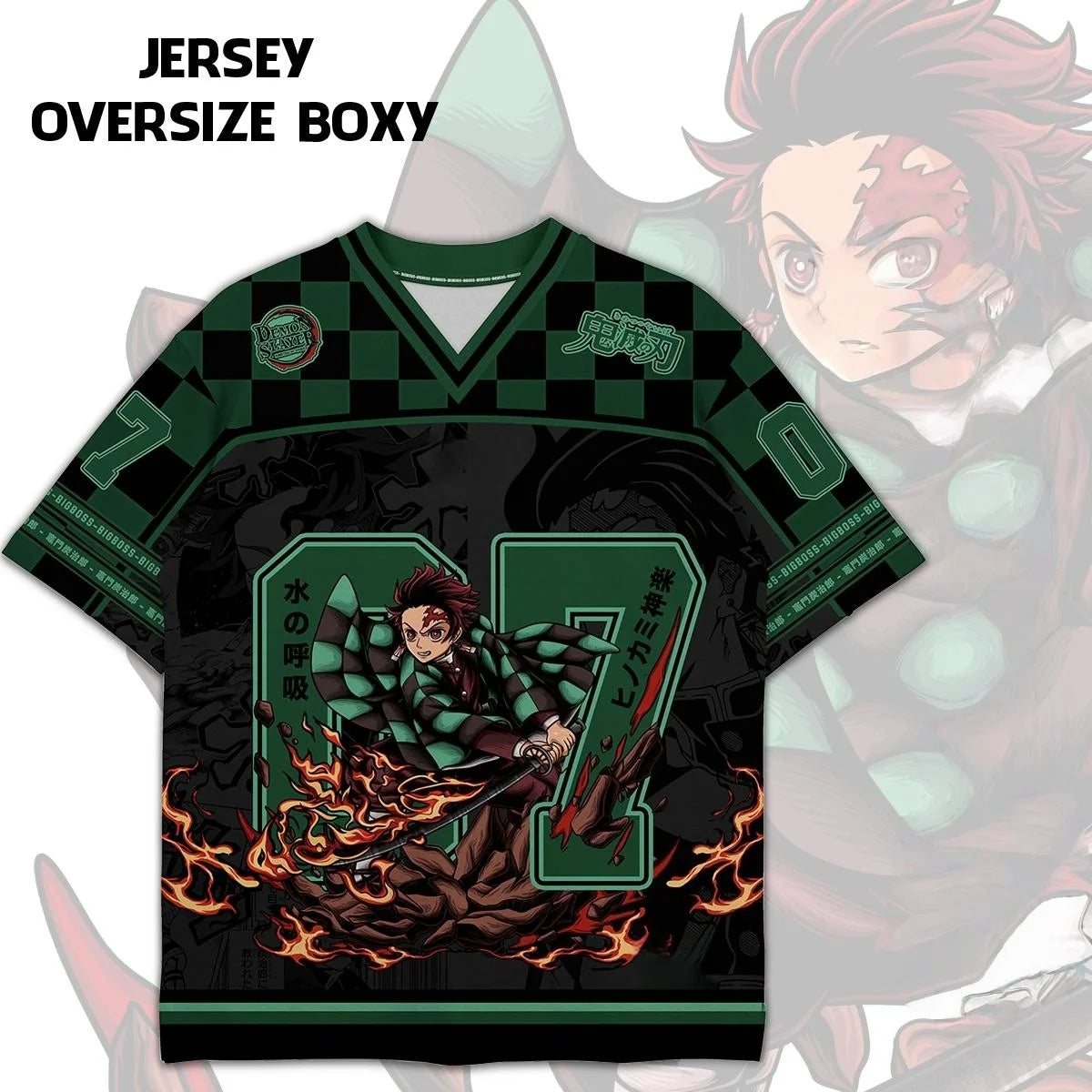 New Football Jerseys Japanese Anime Bandai Demon Slayer Tanjiro Nezuko T-shirt Sporty Street Loose for Men  Children Christmas