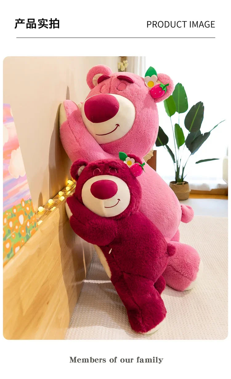 90cm Anime Toy Story Lots-o-Huggin Bear Plush Toy Kawaii Lying Sleeping Lotso Bear Plush Soft Stuffed Doll Pillow Birthday Gift