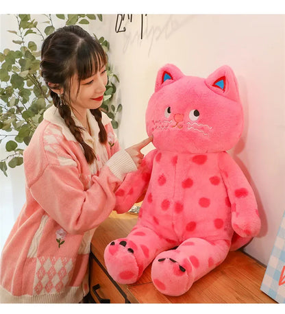 Cute Polka Dot Cat Plushie Doll Internet Famous Plush Toy Cat Doll Pillow Cushion for Girls Sleeping Gift Charming Skin-Friendly