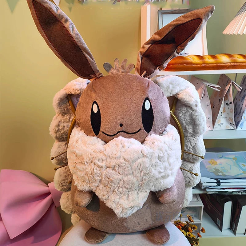 Pokemon Eevee Plush Backpack Large Capacity Kawaii Anime Cosplay Doll Cute Gift - bag
