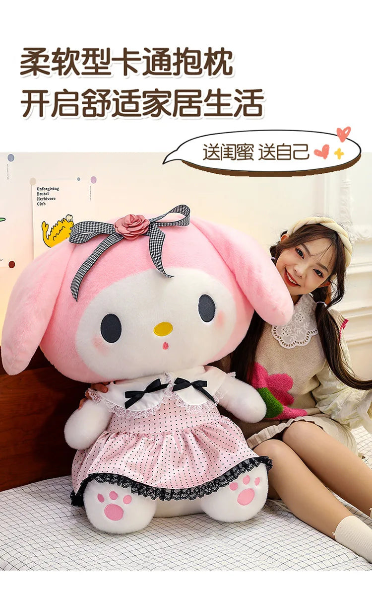 Sanrio Big Size 80cm Cute Kuromi My Melody Soft Stuffed Sofa Body Throw Pillow Plush Toys Dolls Kawaii Room Decor Holiday Gifts