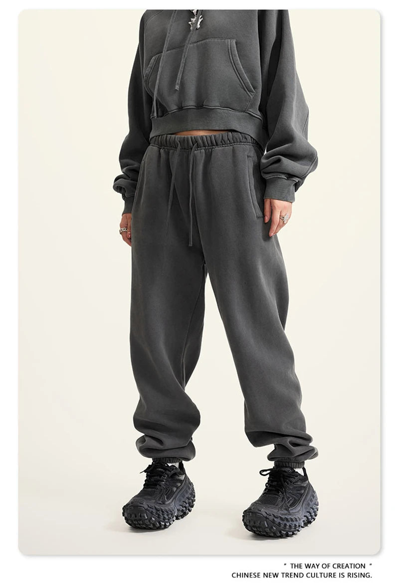 ZODF 2025 Autumn Winter Men’s Washed Fleece Sweatpants 355gsm Loose Retro Joggers Streetwear HY0653