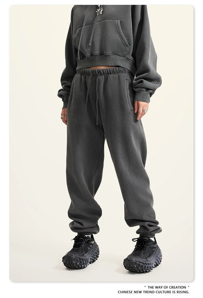ZODF 2025 Autumn Winter Men’s Washed Fleece Sweatpants 355gsm Loose Retro Joggers Streetwear HY0653
