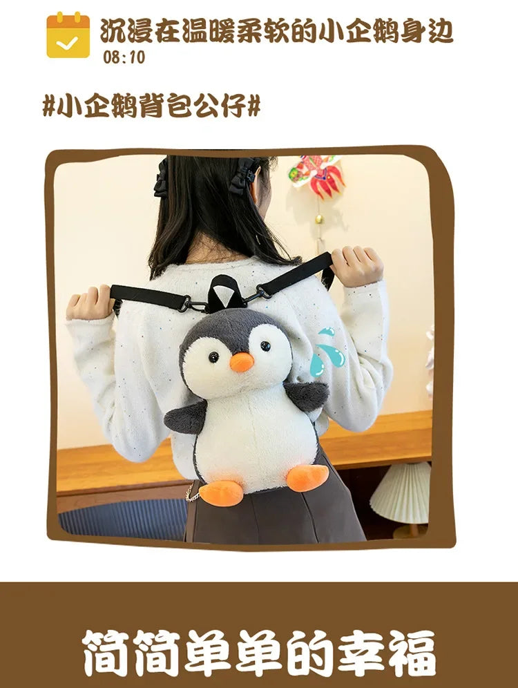 20-35cm Cute Penguin Wear Hat & Scarf Plush Toys Stuffed Animal Penguin Backpack Bags for Kids School Birthday Gift Xmas Decor