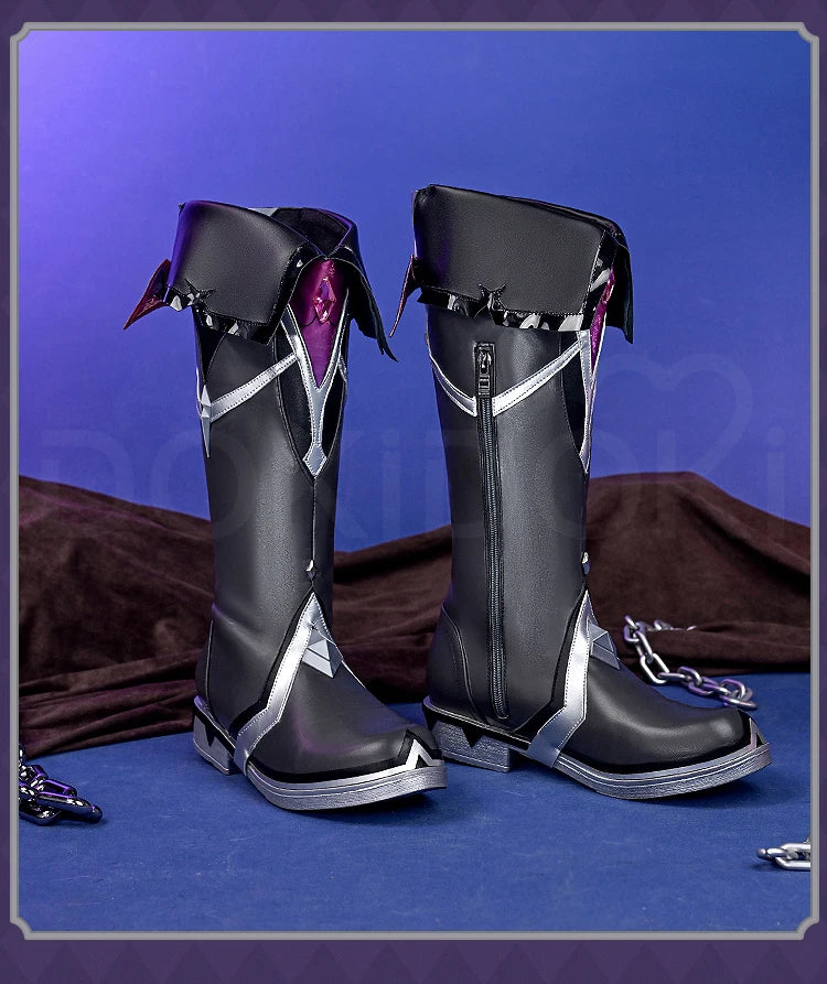 Flins Durin Cosplay Shoes Game Genshin Impact DokiDoki-SR Men Short Long Black Boots Kyryll Chudomirovich Halloween Cosplay
