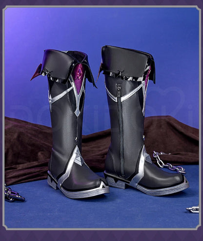 Flins Durin Cosplay Shoes Game Genshin Impact DokiDoki-SR Men Short Long Black Boots Kyryll Chudomirovich Halloween Cosplay