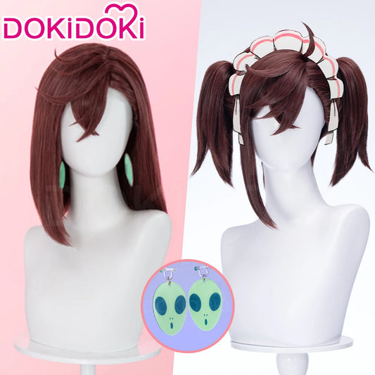 IN STOCK Momo Ayase Wig Anime Dandadan Cosplay DokiDoki Women 38cm Brown Short Hair Ayase Momo Maid Halloween Ear Clips Free Cap