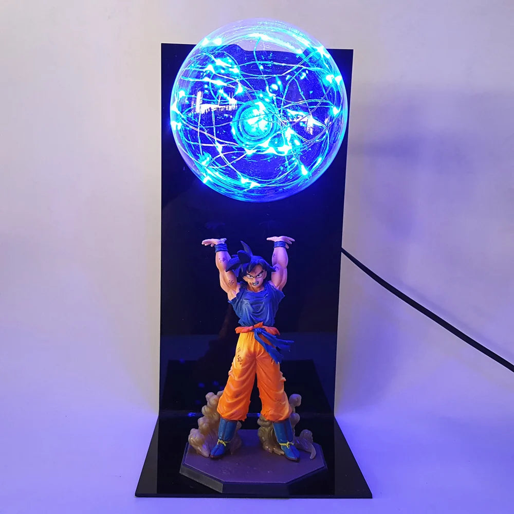 Dragon Ball Z Son Goku Kaiouken Shenron Action Figure DIY LED Lamp PVC Model Assembly Doll Collection - green / USB