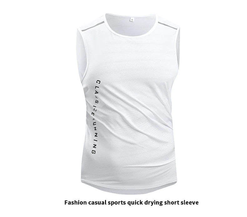 Chrlck Men’s Quick Drying Running Vest Breathable Mesh Sleeveless Gym Fitness Tank Top