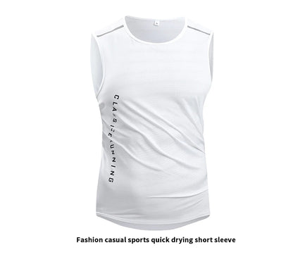Chrlck Men’s Quick Drying Running Vest Breathable Mesh Sleeveless Gym Fitness Tank Top