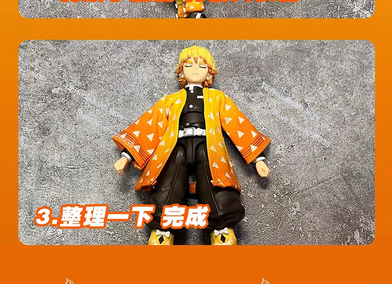 1/12 Scale Agatsuma Zenitsu Shf Anime Man Figure Mini Orange Kimono Coat Toys Clothes Accessory For 6" Soldier Body Decoration