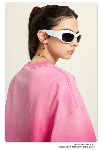 ZODF Retro Monkey Washed 260gsm Cotton T-Shirt For Men Unisex High Street Loose Full Sleeve T Shirt Brand Streetwear HY0406