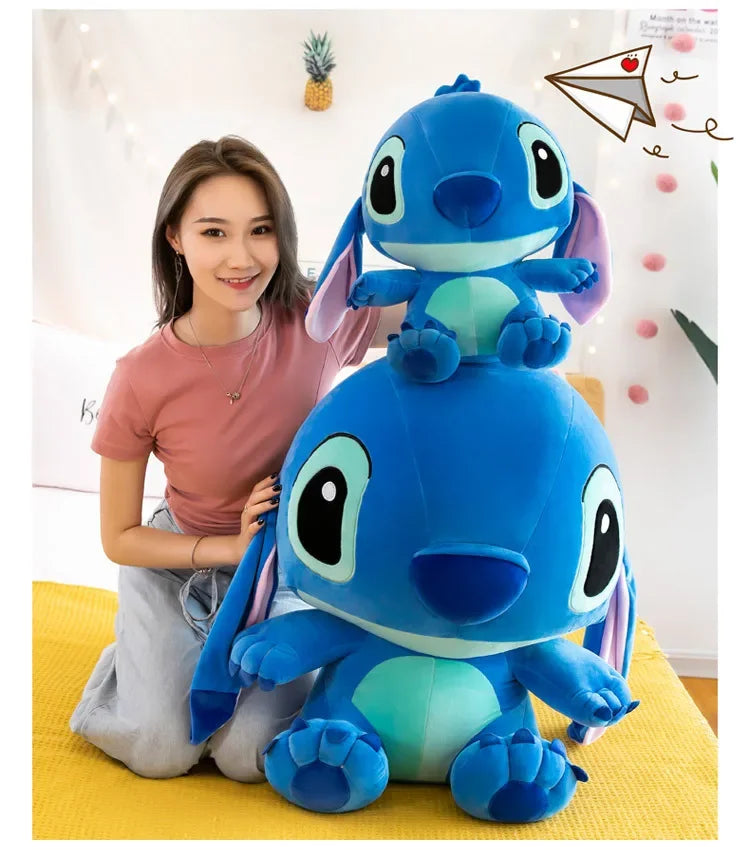 80cm Big Size Disney LILO & Stitch Anime Plush Stuffed Doll Room Plushies Pillow Ornaments Peluche Children's Holiday Gifts