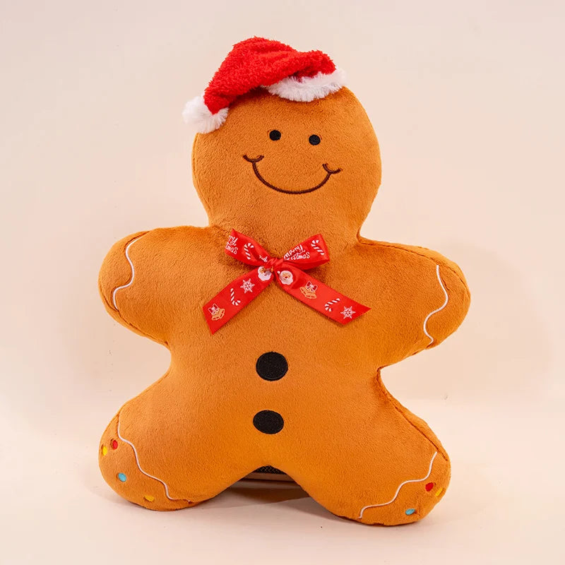 Big Festive Christmas Plush Pillow Cushion Adorable Snowman Gingerbread & Christmas Tree Design Soft Stuffed Plushies Home Decor