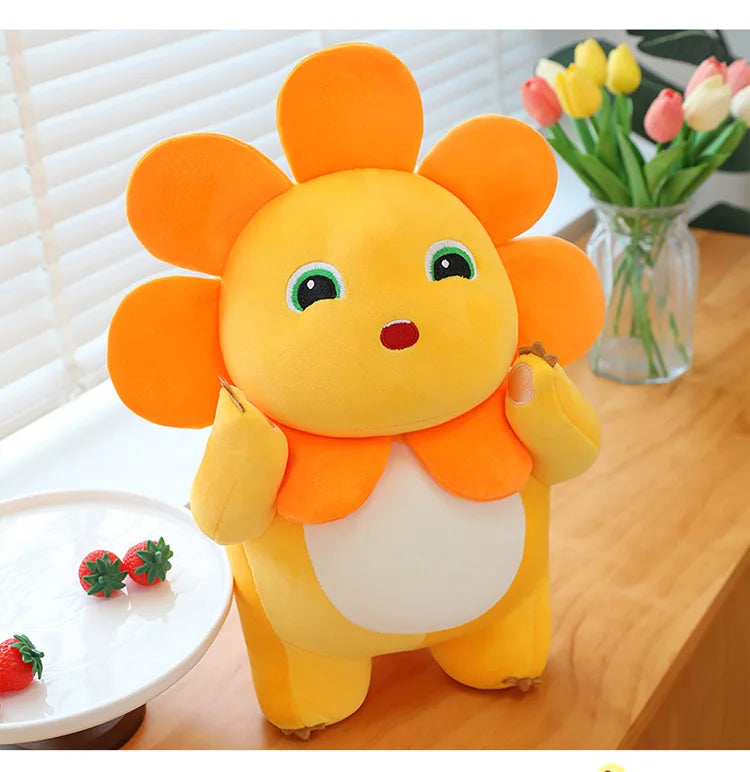 Kawaii Sunflower Nailong Plush Toy Cartoon Smile Dinosaur Silly Cute Stuffed Anime Sofa Pillow Room Decor for Kids Birthday Gift