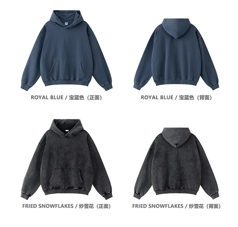 ZODF Retro Autumn Winter Washed Cotton Hoodies Unisex Loose 380gsm Knitted Sport Hooded Pullovers Brand Clothes HY0884