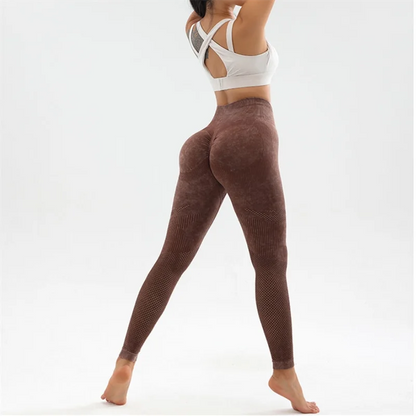 Women Seamless High Waist Leggings for Fitness Yoga Scrunch Butt Sport Tights Gym Workout Pantalones Elastic - Coffee
