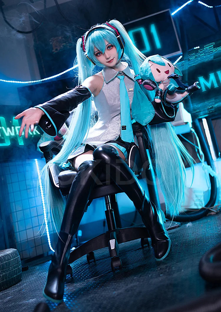 IN STOCK MIKUU Cosplay Costume Game Cosplay DokiDoki-R【S-2XL】Mikku Cosplay Women Cute Costume MIKUU LED Costume Plus Size