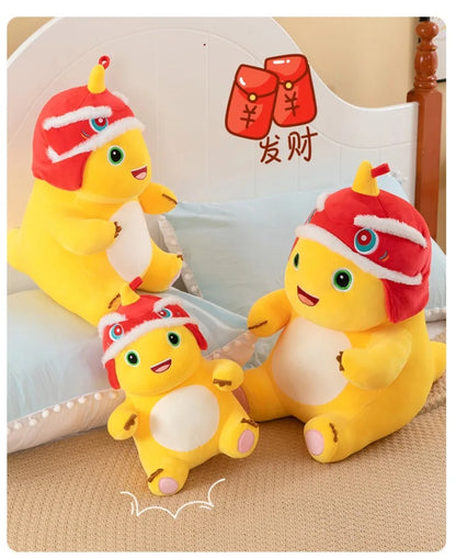 New Anime Cartoon Lion Dance Little Milk Dragon Doll Cute Dinosaur Stuffed Plush Toy Cute Doll Giving Girls Sleeping Pillow Gift