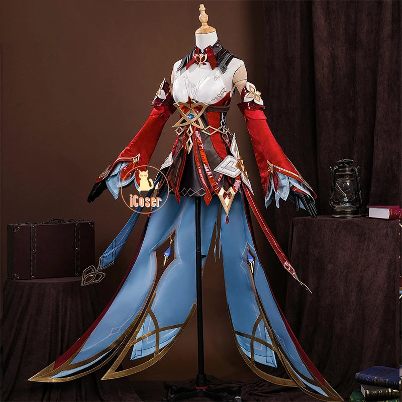 Genshin Impact Alice Cosplay Costume Wig Dress Headwear Ring Game Uniform Halloween Party for Women Girls Role Play Outfit Props