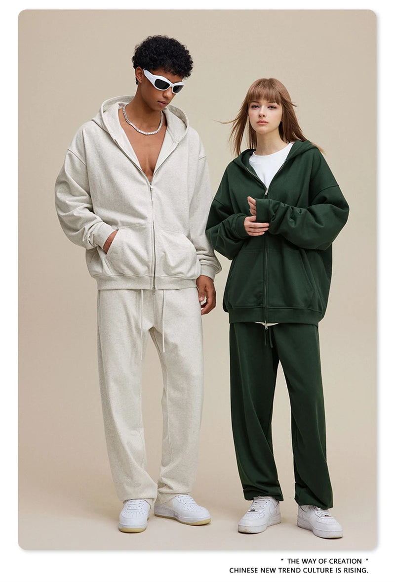 ZODF Trendy 2025 Heavy Weight 445gsm Zipper Hoodies For Man Unisex Casual Zip-up Hooded SweatShirts Coats HY1102