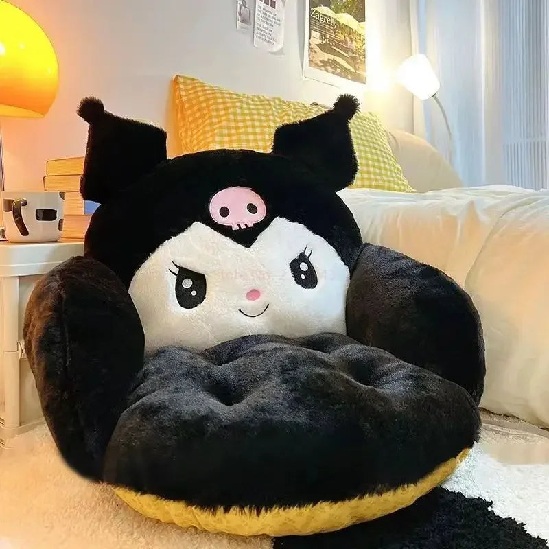 Aoger Big Size Cute Cinnamoroll Plush Half Surrounded Black Kuromi Cushion Backrest Dormitory Office Non-Slip Chair Cushion Toys