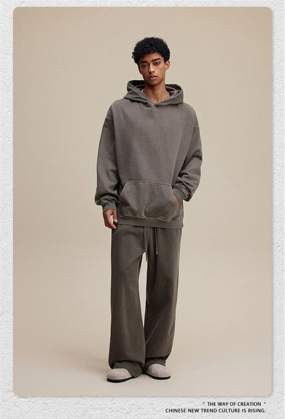 ZODF Retro Heavy Weight 480gsm Cotton Hoodies For Man Unisex Oversized Washed Distressed Hooded Pullovers Brand Coats HY1115