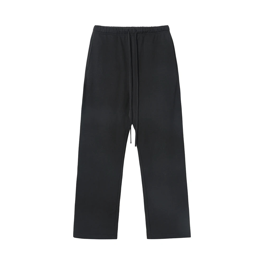 ZODF Fashion 2024 Men Loose Straight Pants Unisex 365gsm Retro Comfortable Sport Solid Drawstring Trousers HY0588