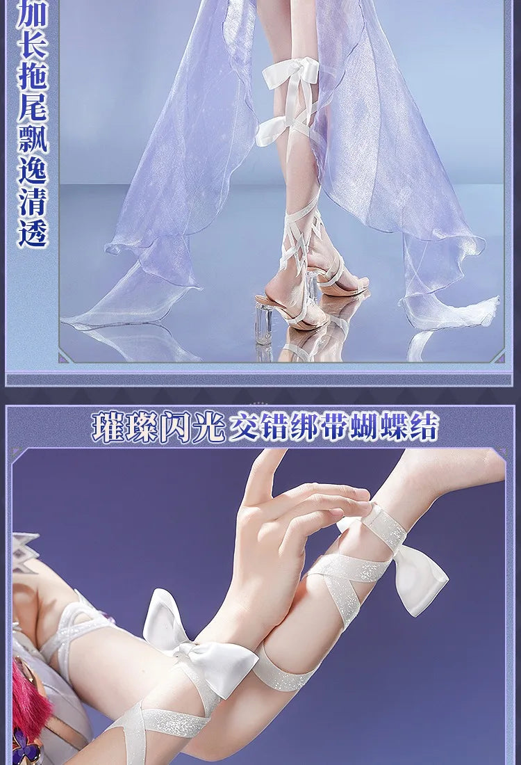 Genshin Impact Columbina Cosplay Costume Wig The Damselette Dress Eye Mask Headwear Metal Props Eleven Fatui Harbingers Women