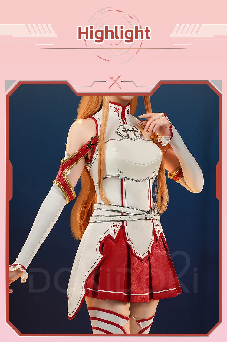 IN STOCK Yuuki Asuna Cosplay Costume Anime Sword Art Online Cosplay DokiDoki-SR Female Costume Yuuki Asuna Halloween Cosplay Wig