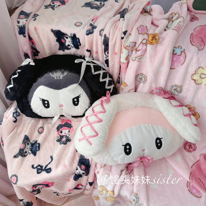 Sanrio Lolita My Melody Headrest Back Cushion Car Seat Belt Cover Stuffed Anime Kuromi Cuddly Pillow Plushies Xmas Gifts Girl