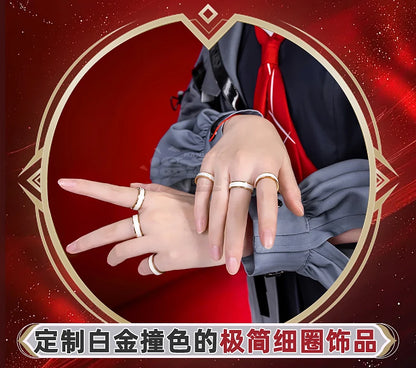 Wuthering Waves Chisa Cosplay Costume Wig Jacket Uniform Headwear Rings Sticker Halloween Party for Women Girls Carnival Props