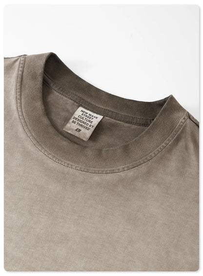 ZODF 2023 Men's Summer 255G Wash Gradient Fried Cotton T Shirt Round Neck Short Sleeve American Retro Loose T-Shirt HY0547